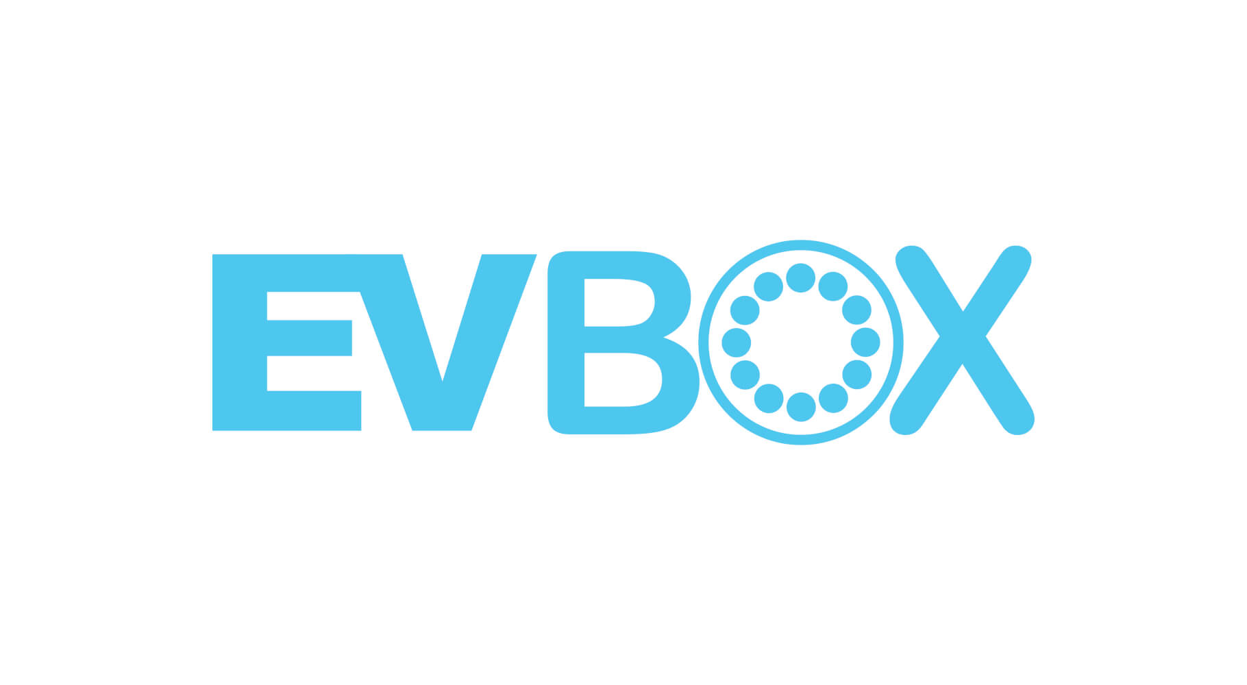 EVBOX logo, hell blau, auf weißem Hintergrund