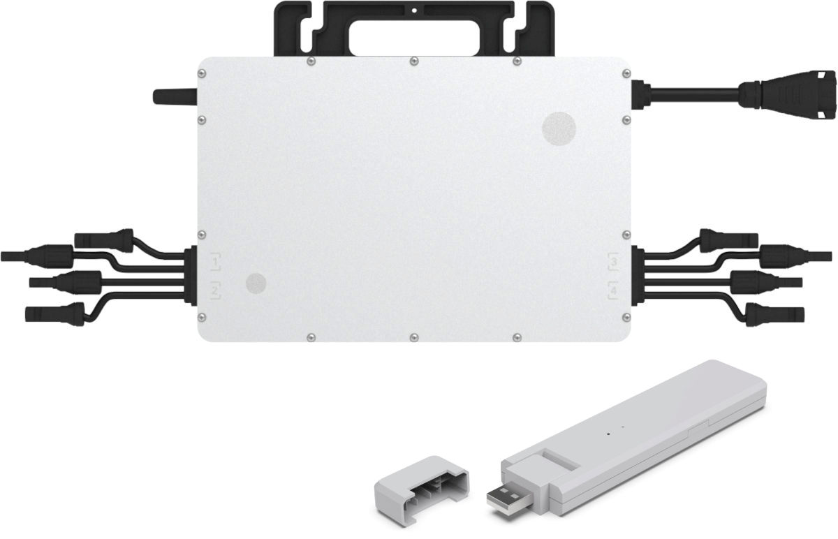 Hoymiles HM-1600-4T & DTU-WLite-S Set | Solar Perfect Hoymiles HM-1600-4T & DTU-WLite-S, Setansicht frontal, auf weißem Hintergrund
