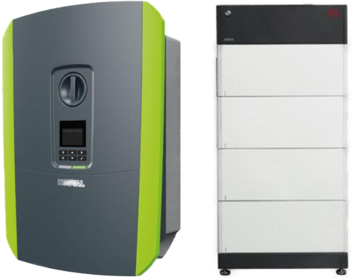 Kostal Plenticore 10 + BYD HVS 10.2 | Solar Perfect Kostal Plenticore 10 + BYD HVS 10.2, Setansicht frontal, auf weißem Hintergrund