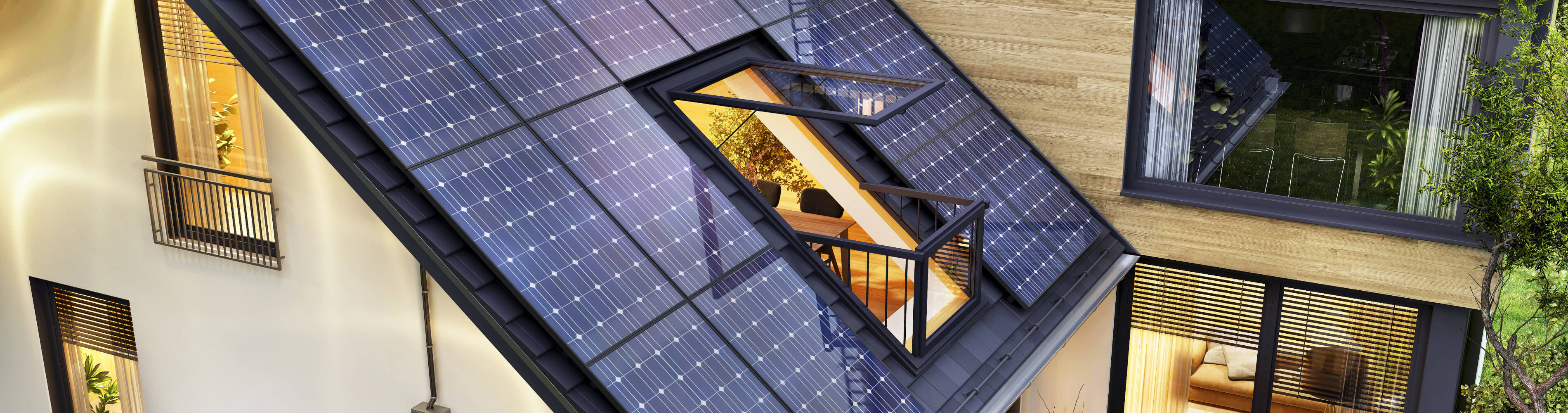 Darstellung von Solarmodulen auf Dach