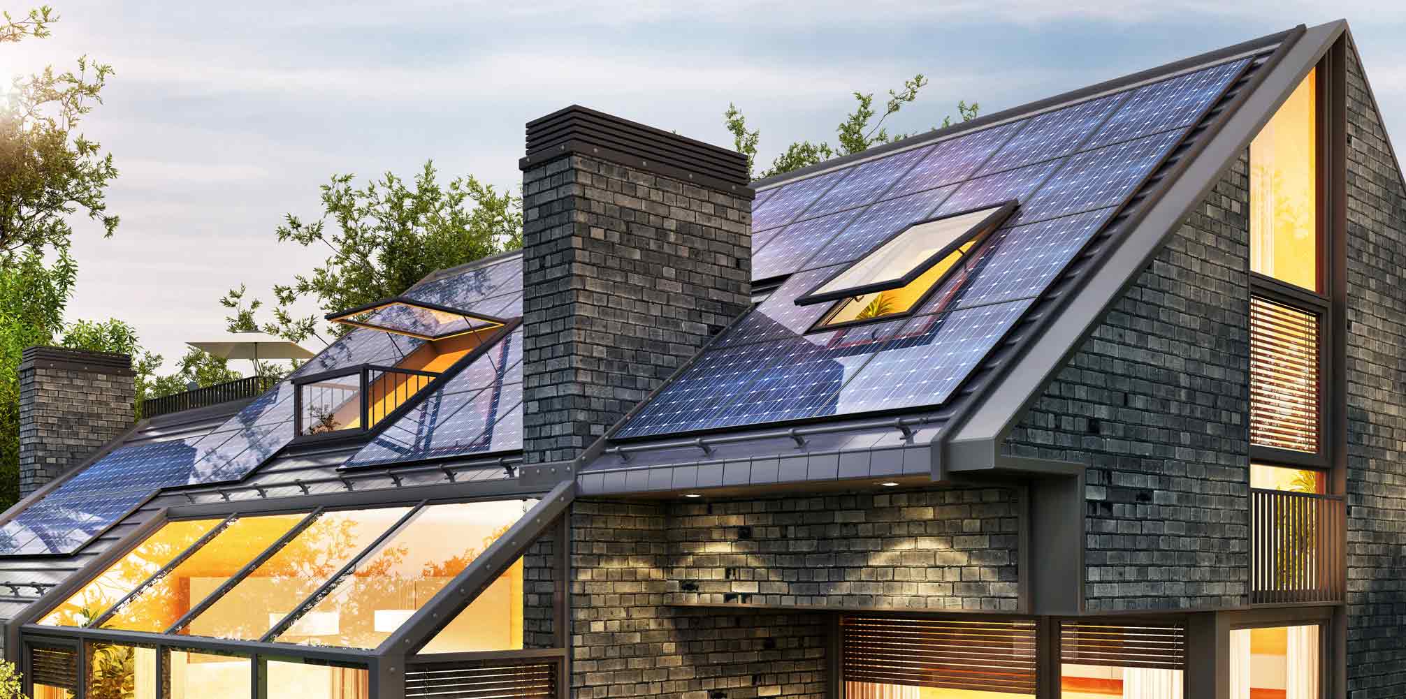 Haus mit Solarmodulen