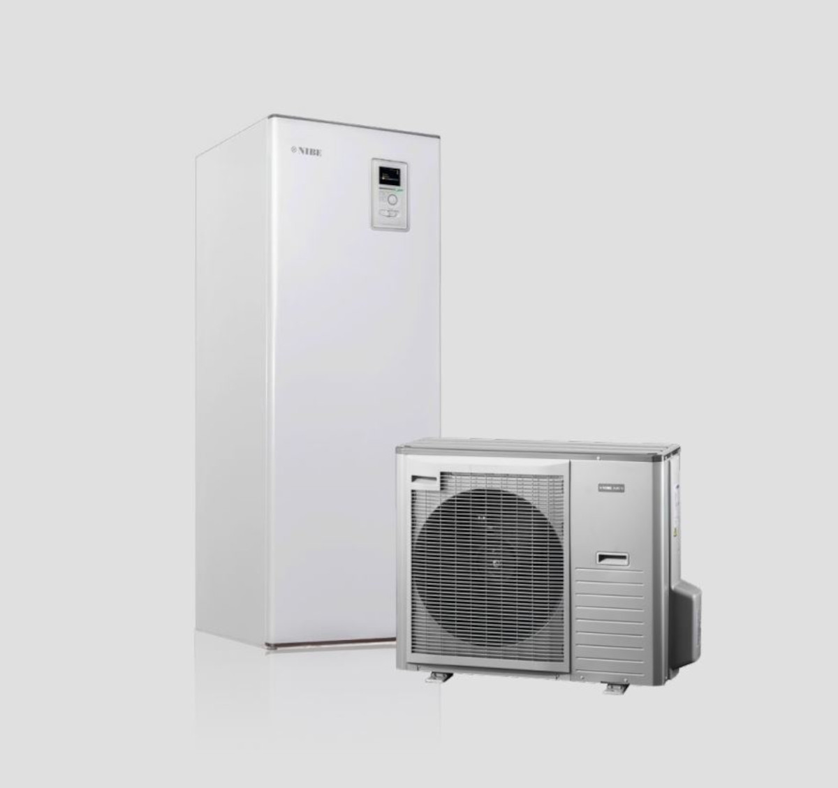 Nibe Luft-/Wasser-Wärmepumpe Split Kompakt, Komplett-Set, Schrägansicht