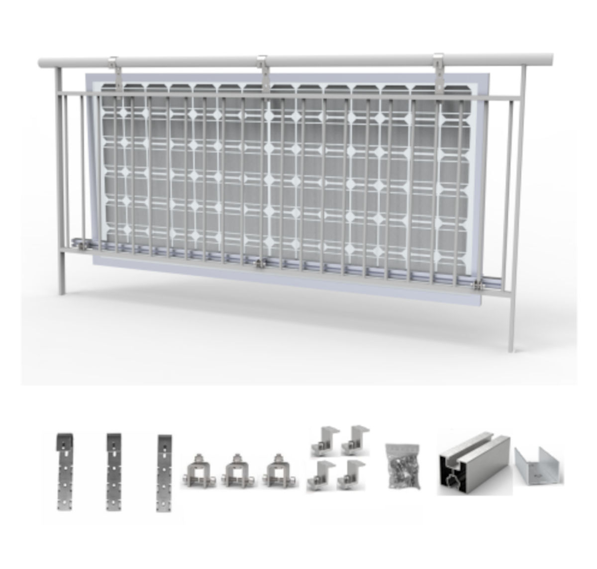 Montagesystem Balkon, 1 Modul | Solar Perfect Montagesystem Balkon, 1 Modul, Hinteransicht, auf weißem Hintergrund