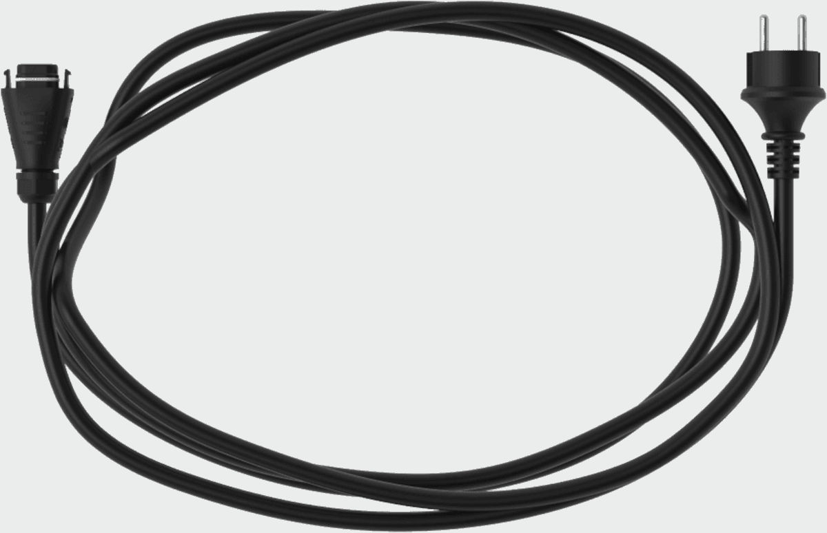 Hoymiles 5m Anschlussleitung, Schuko Stecker m. BC05-Buchse Hoymiles 5m Anschlussleitung, Schuko Stecker m. BC05-Buchse, auf grauem Hintergrund