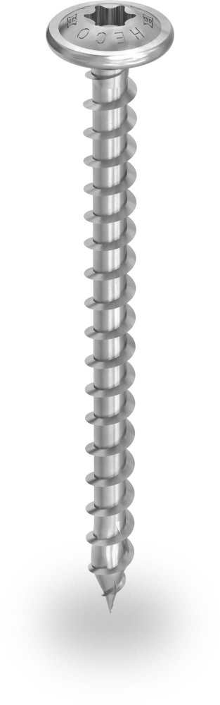K2 Selbstbohrende Holzbauschraube mit Tellerkopf Ø 8,0 mm, Stehend, vor weißem Hintergrund